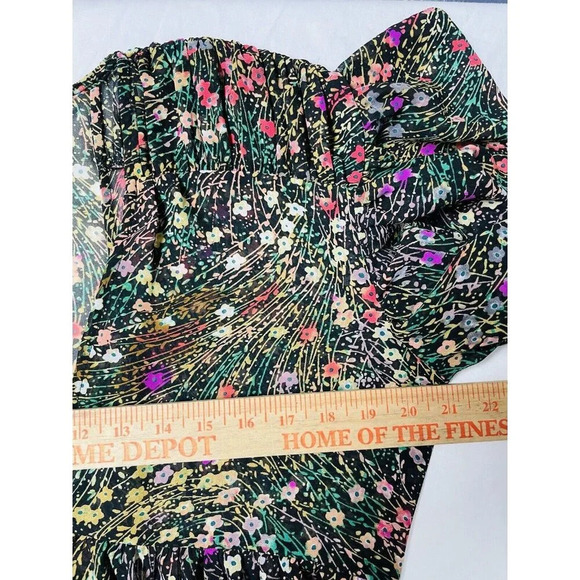 Akemi + Kin Anthropologie Midi Dress S Sheer Flowy Boho Floral Cottagecore Slit - Picture 8 of 10